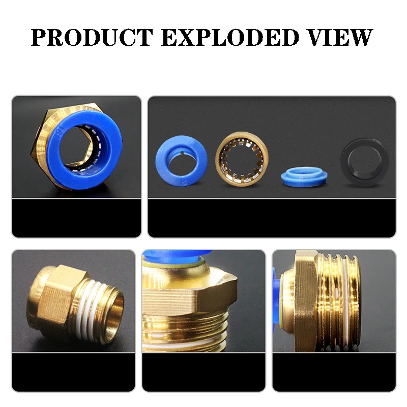 50Pcs PC Pneumatic Fitting Air - Compression Fitting Brass 评论和价格